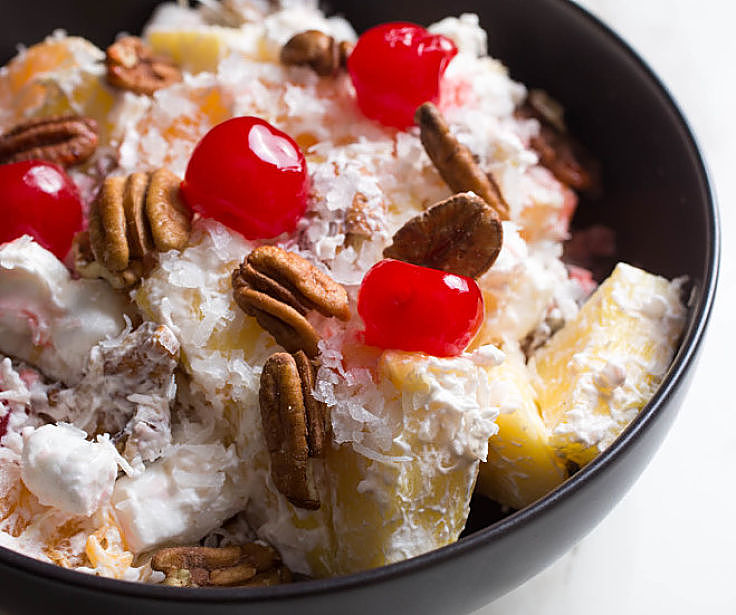 Ambrosia Fruit Salad with pecand and cherries
