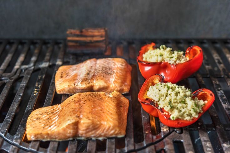 Fish and vegetables are delicious when cooked on barbecues