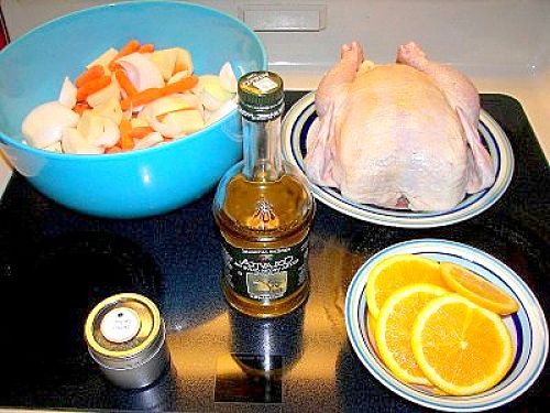 Ingredients for cooking the perfect whole baked chicken