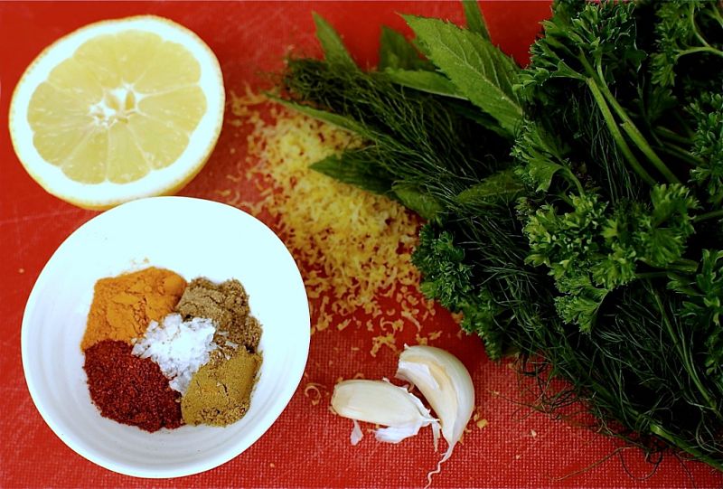 Delightful combination of spices, garlic, herbs and lemon juice