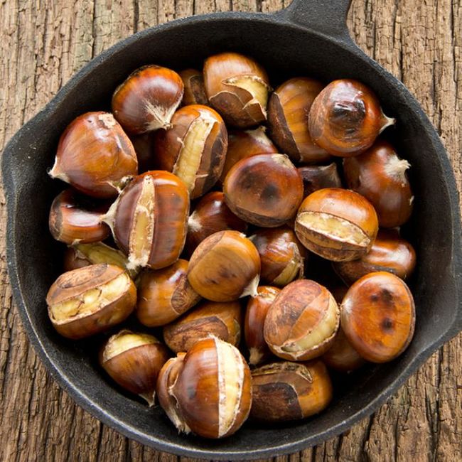 Roast chestnuts ready to cook and peel