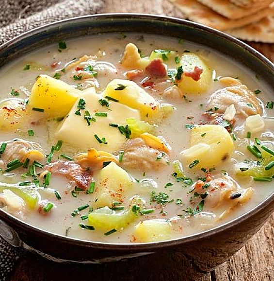 Low-Fat Clam Chowder is a delightful dish. See more recipes here.