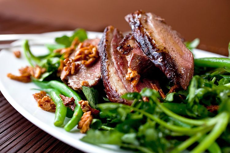 Crispy Duck Salad With Green Beans and Honeyed Almonds