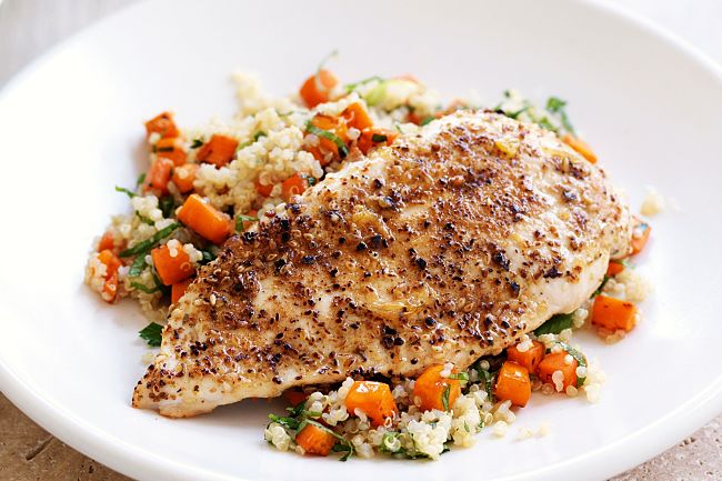 Dukkah chicken with quinoa salad - see more fabulous recipes in this article