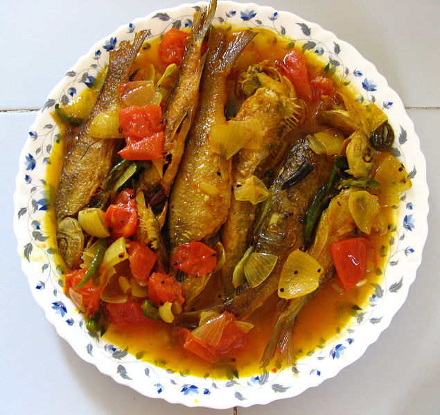 Fish curries can include fried fish that is added to the curry at the last minute