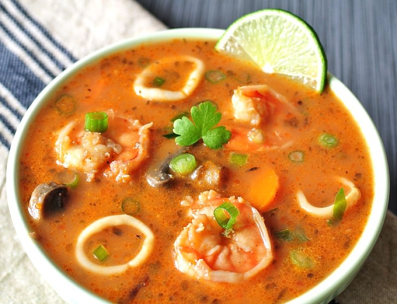 Paleo Style Seafood Soup with Tomato and Lime