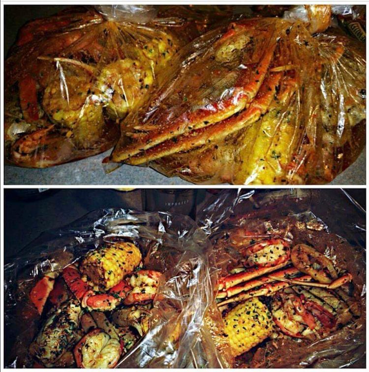 Oven bag crab legs with vegetables