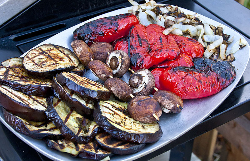 A platter of grilled or barbecued vegetables is a wonderful addition to grilled or roasted beef or other meat