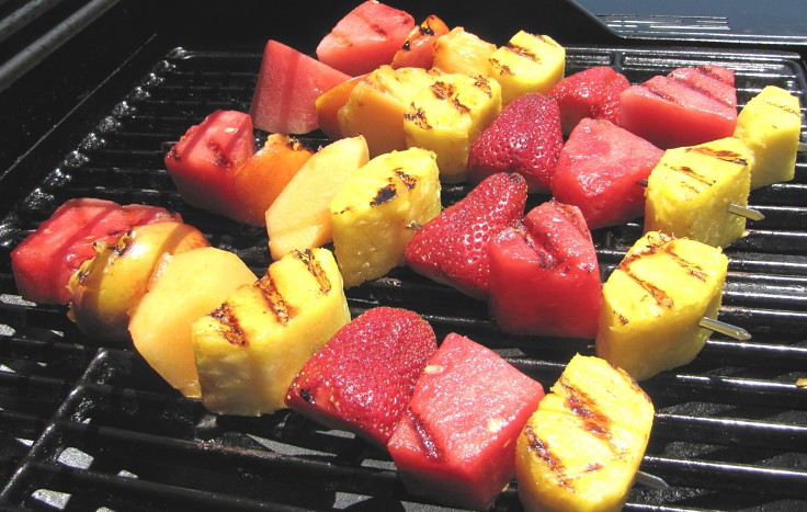 Mixed fruit can be skewered to provide a delightful side dish for barbecues or as a desert