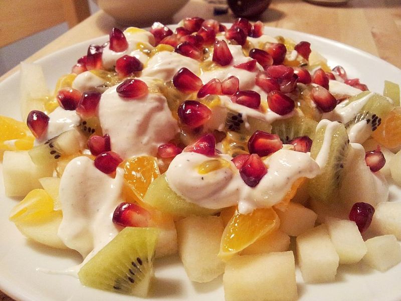 Fruit salad and fresh yogurt - A wonderful combination