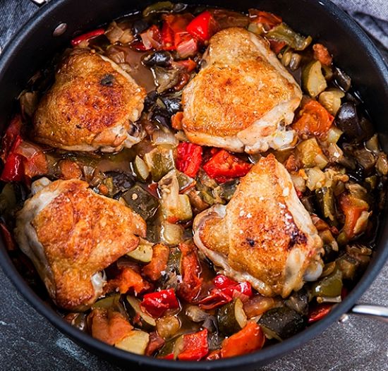 Chicken and Ratatouille Breakfast Recipe with Fresh Herbs