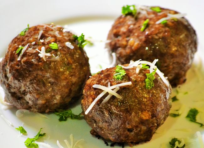 Fresh Herbs provide a great topping for meatballs of various types