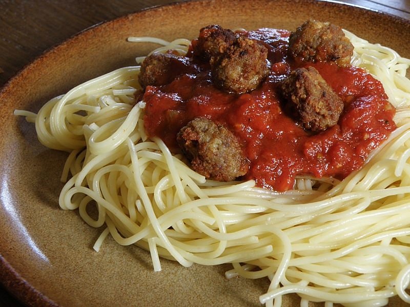 The classic spaghetti and meatballs is so much nicer with homemade meatballs