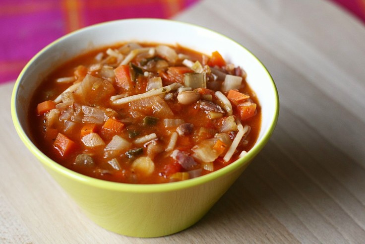 Minestrone is a rich soup served as main meal rather than as an entree