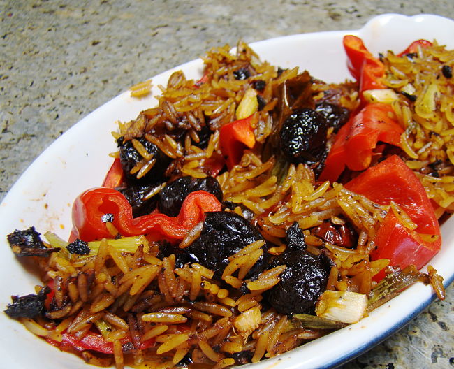 Blackened Orzo with Roasted Red Peppers
