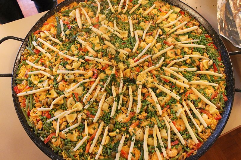 Classic seafood paella is healthy, rich and very appealing