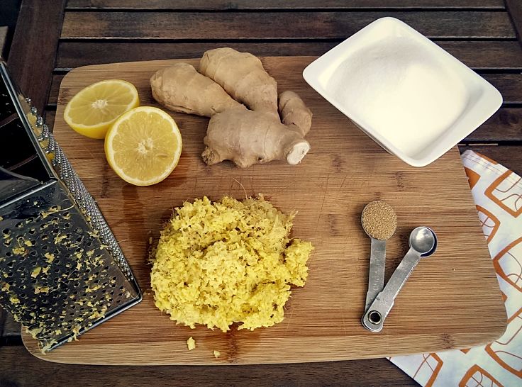 Ingredients for homemade ginger beer using dried yeast