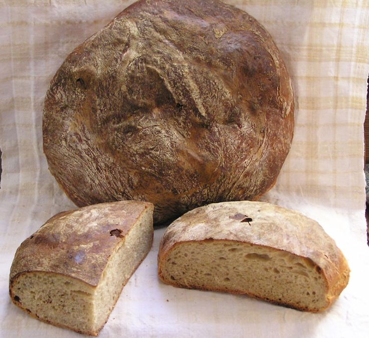 Dark potato bread made with whole wheat flour and rye