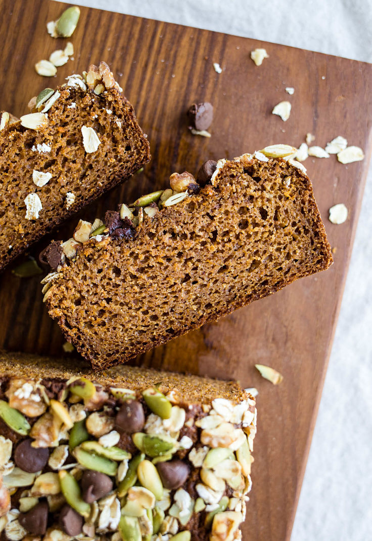 Rich and Healthy Sweet Potato Bread made with almond and oat flours, sweetened with maple syrup