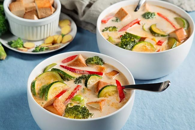 Tom Kha Tofu (Vegetarian Tom Kha Recipe) - see many more Tom Kha recipes in this article