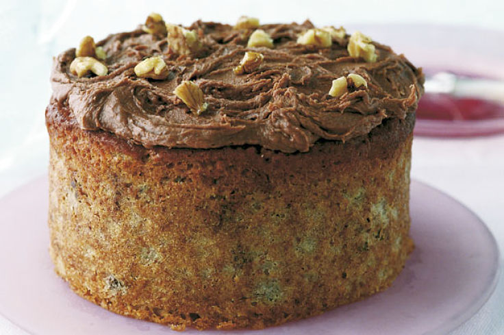 Moist banana bread with chocolate icing - see more recipes here