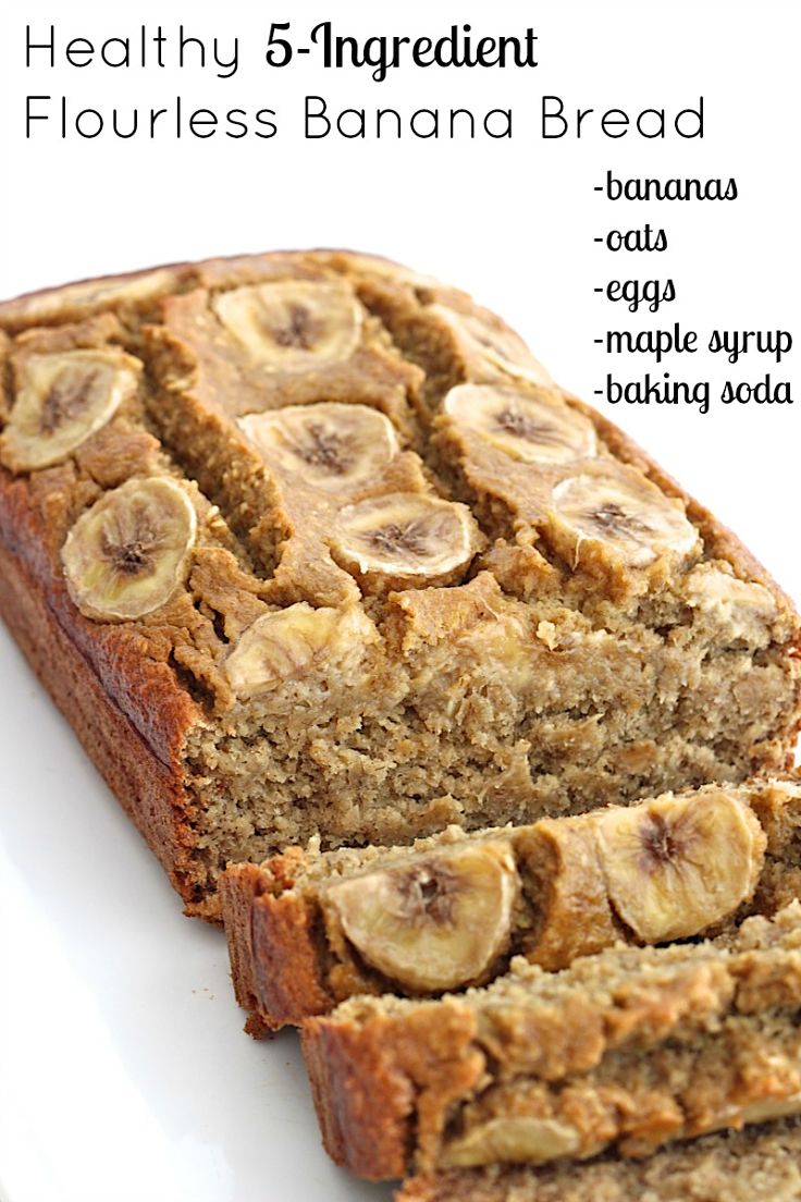 Healthy banana bread - made without flour using oatmeal instead