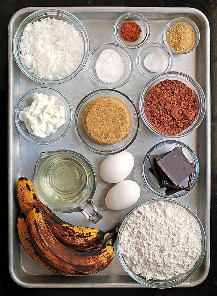 Banana bread ingredients - ensure the bananas are very ripe to increase the softness and flavor