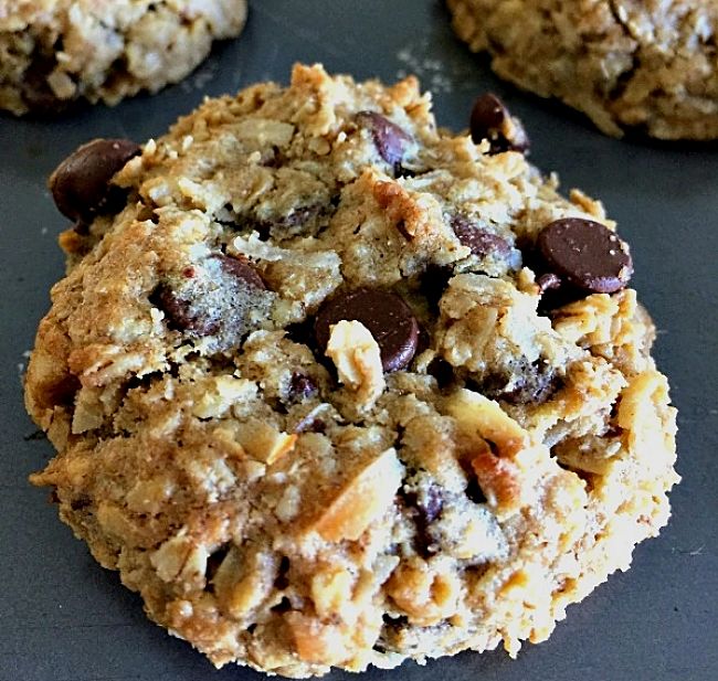Oatmeal cookies loaded with nice bits - see more recipes here