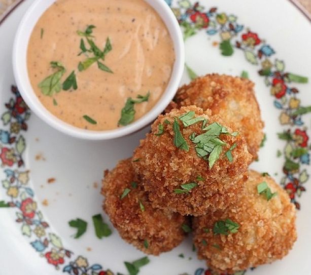 Boudin Balls with comeback sauce. Learn how to make it here.