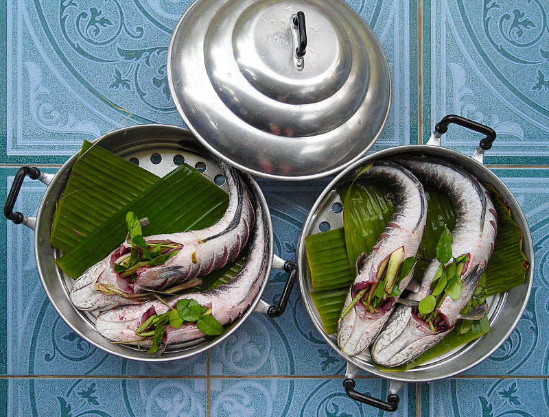 Broiled fish studded with Herbs