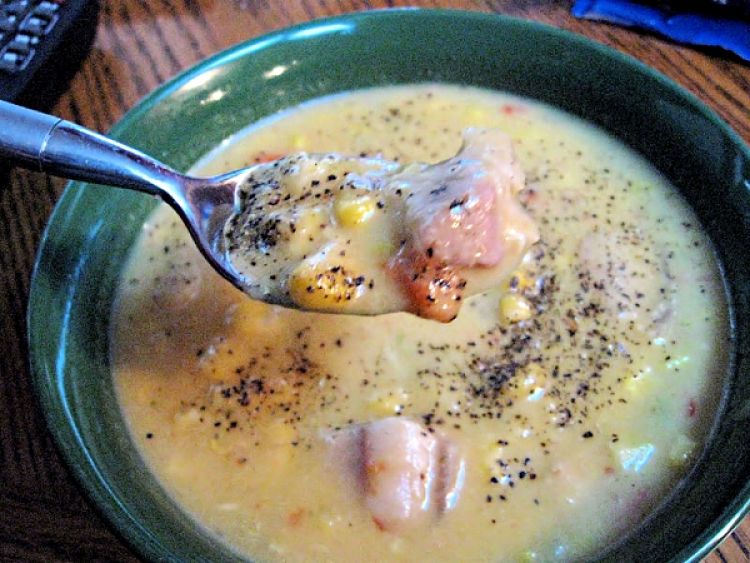 Potato and corn chowder, simply delightful