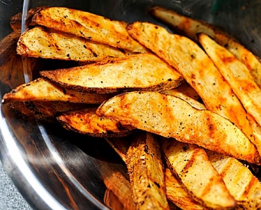 Grilling potatoes provides the best combination of crisp outer skin and fluffy interior that is not too moist. Perfect for small whole potatoes, halves and wedges