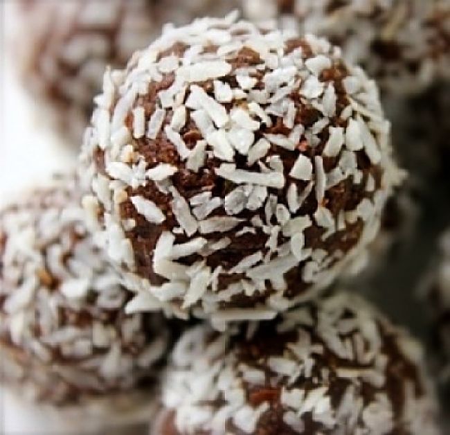 Protein balls tossed in coconut. Delicious way to boost your protein intake