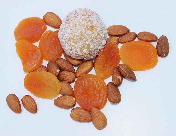 Protein balls, dried fruit such as apricots and nuts is a fabulous healthy snack to provide and energy and nutrient boost when the mood and energy levels flags.
