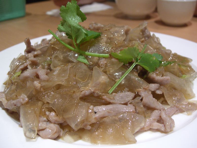 Pork stir fry with sweet potato noodles