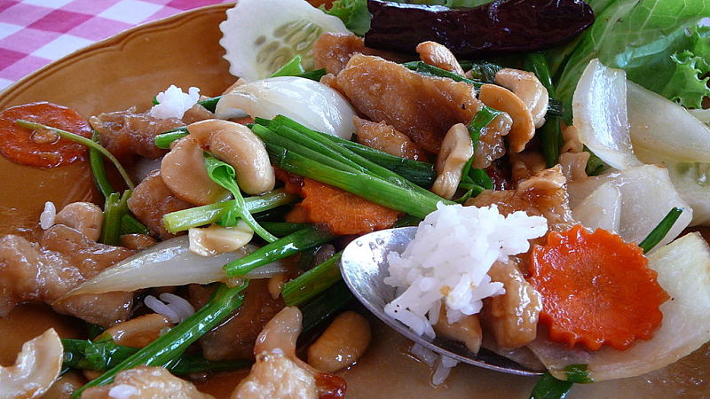 Pork stir fry with steamed rice