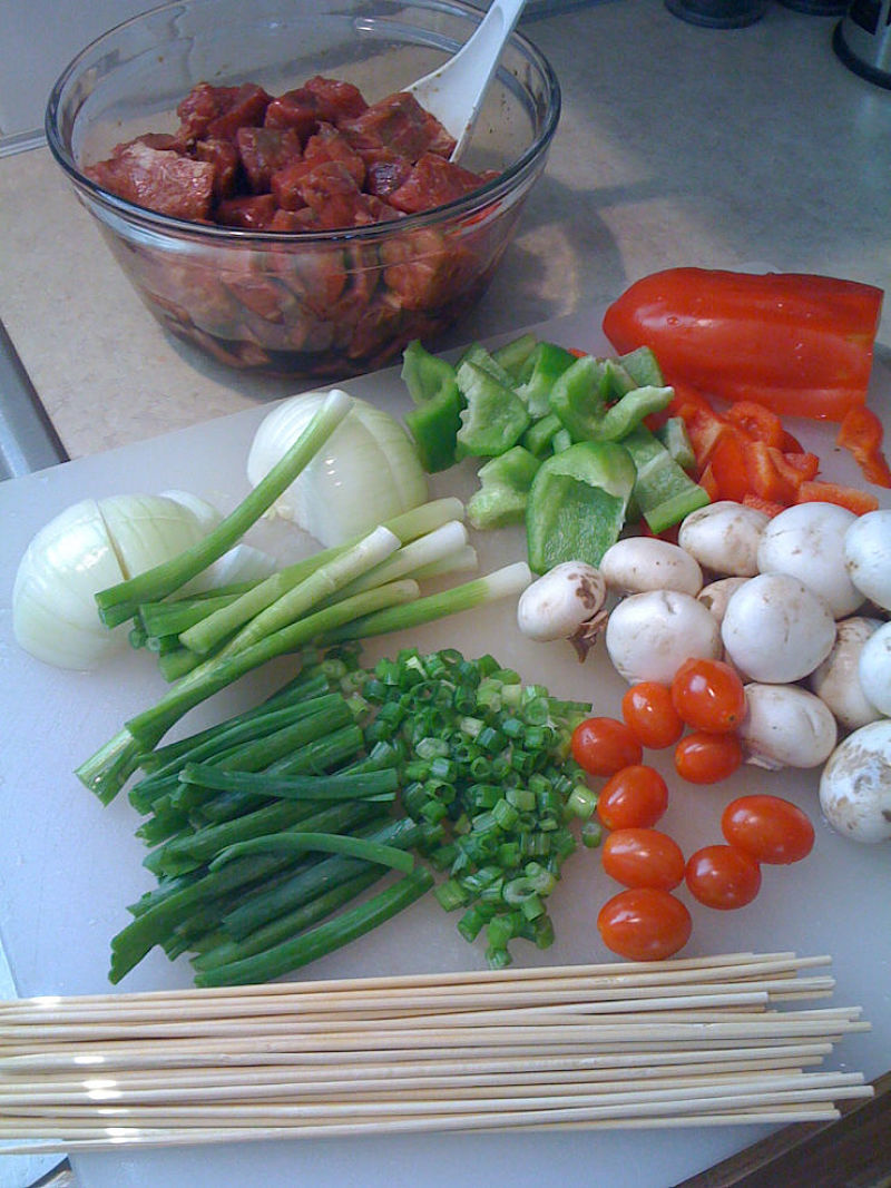 Fresh ingredients ready to make the kabobs