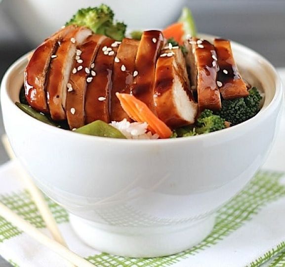 Teriyaki chicken bowl - see recipes for hommade teriyaki sauce here