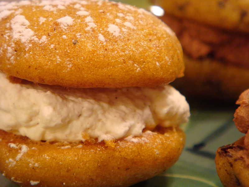 Pumpkin Whoopie Pie cinnamon whipped cream or whipped ganache